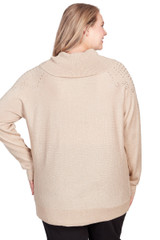 Plus Women's Glitter Embellished Cowl Neck Sweater