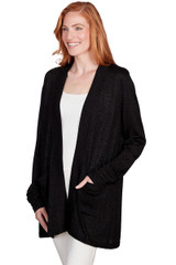 Petite Women's Sparkling Long Open Cardigan