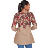 Petite Women's Floral Vine Placement Sharkbite Top