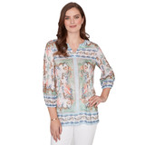 Petite Women's Ocean Motif Burnout Knit Top