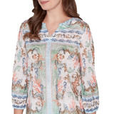 Petite Women's Ocean Motif Burnout Knit Top