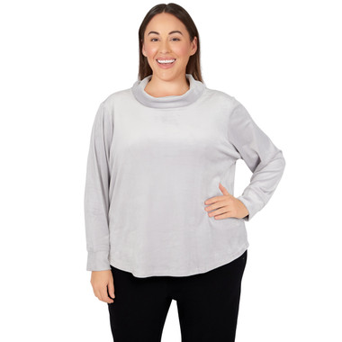 Plus Women's Solid Velour Cowl Neck Top