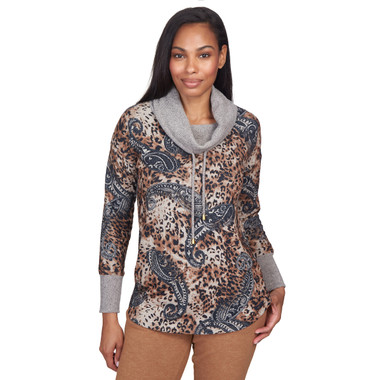 Women's Cozy Mixed Animal Print Pullover