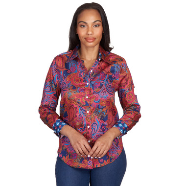 Women's Wrinkle Resistant Paisley Punch Blouse