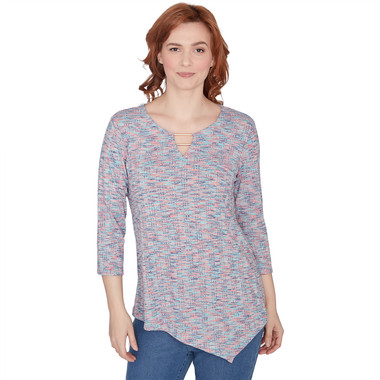 TERRA COTTA MULTI Petite Women's Terracotta Spacedye Knit Top