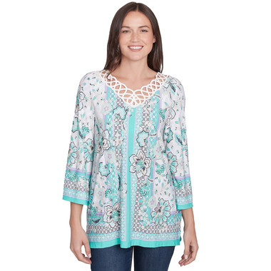 JULEP MULTI Women's Floral Scarf Placement Crepe Top