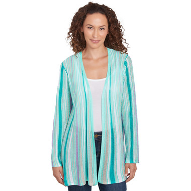 JULEP MULTI Women's Multi Stripe Flare Cardigan