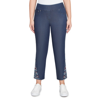 Women's Super Soft Stretch Denim Embroidered Ankle Jeans