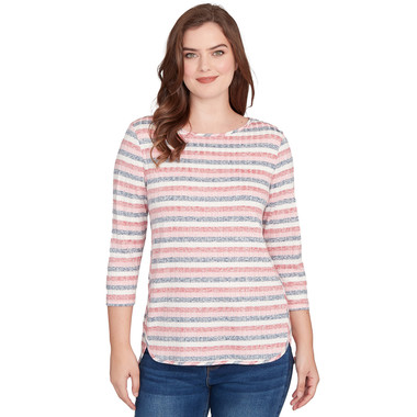 Women's Ballet Neck Marled Stripe Knit Top