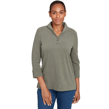 Women's Luxe Half Button Collared Top