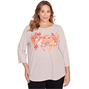 Plus Women's Fall Harvest Striped Knit Top