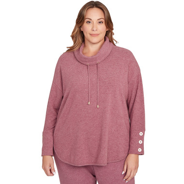 Plus Women's Cowl Neck Cozy Hatchi Knit Top