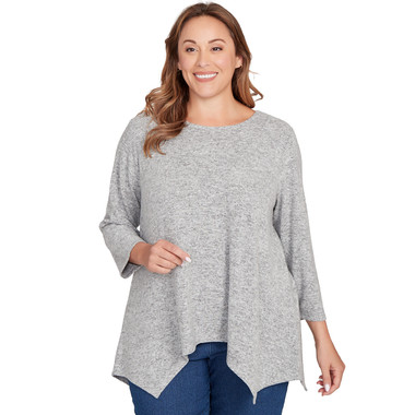 Plus Women's Solid Spliced Cozy Knit Top