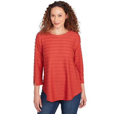 Women's Scalloped Jacquard Knit Top