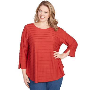 Plus Women's Scalloped Jacquard Knit Top