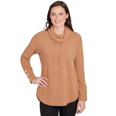 Women's Cozy Cowl Neck Drawstring Top