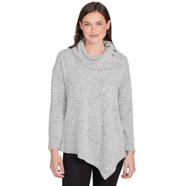 Women's Heather Cozy Knit Split Cowl Top