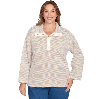 Plus Women's Zig Zag Snappy Sweater Knit Top