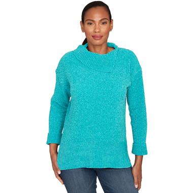 Women's Split Cowl Chenille Pullover Sweater