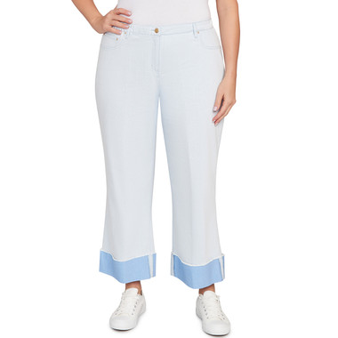 Plus Women's Cuffed Pull-On Faux Fly Jeans