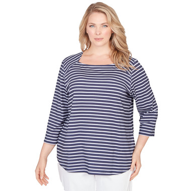 Plus Women's Classic Marine Stripe Knit Top