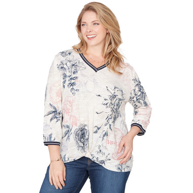 Women's Botanical Stamp Knit Twist Front Top