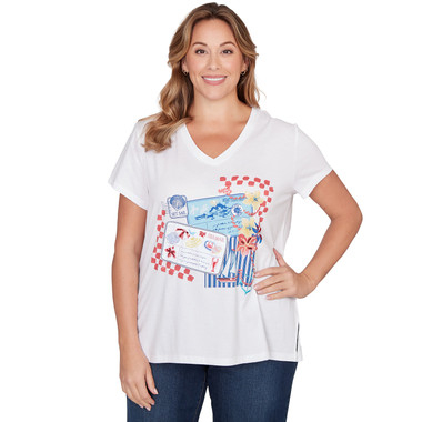 Plus Women's Embellished Postcard Graphic Tee