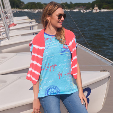 Women's Bon Voyage Trim Detail Graphic Tee