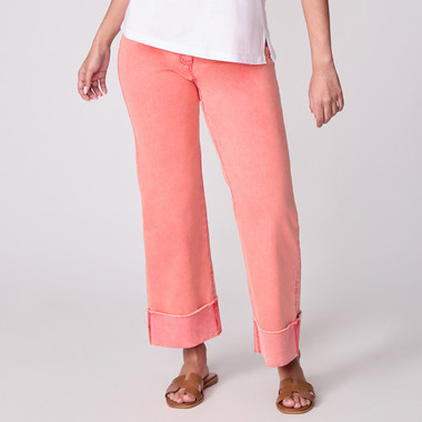 Women's Sunwashed Cuffed Colored Ankle Jean