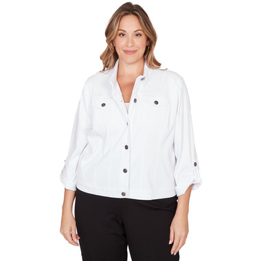 Plus Women's Stretch Knit Denim Jean Jacket