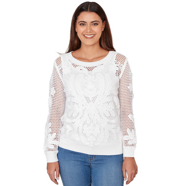 Women's Crochet Lined Pullover Sweater