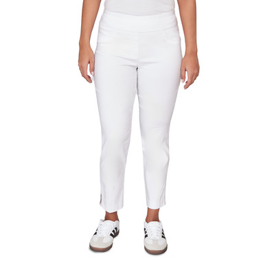 Women's Lace Trim Pull On Silky Tech Ankle Pant