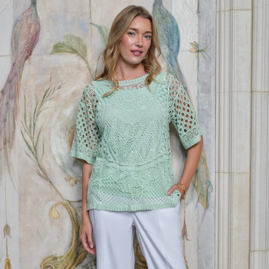 Petite Women's Chemical Lace Pullover Sweater