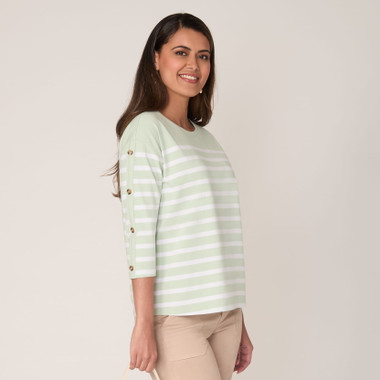 Plus Women's Yarn Dyed Stripe Knit Top