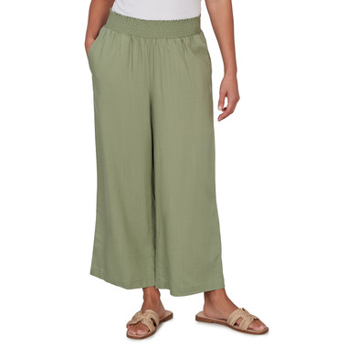 Women's Smocked Waist Cropped Pull On Pant