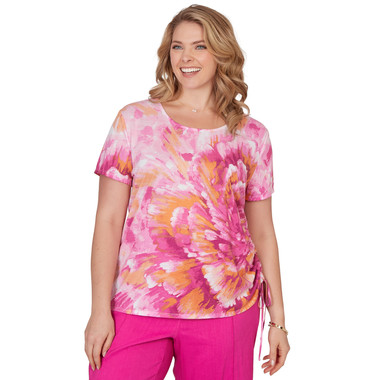 Plus Women's Bold Watercolor Floral Knit Tee