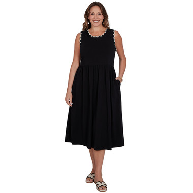 Plus Women's Crochet Trim Stretch Knit Midi Dress