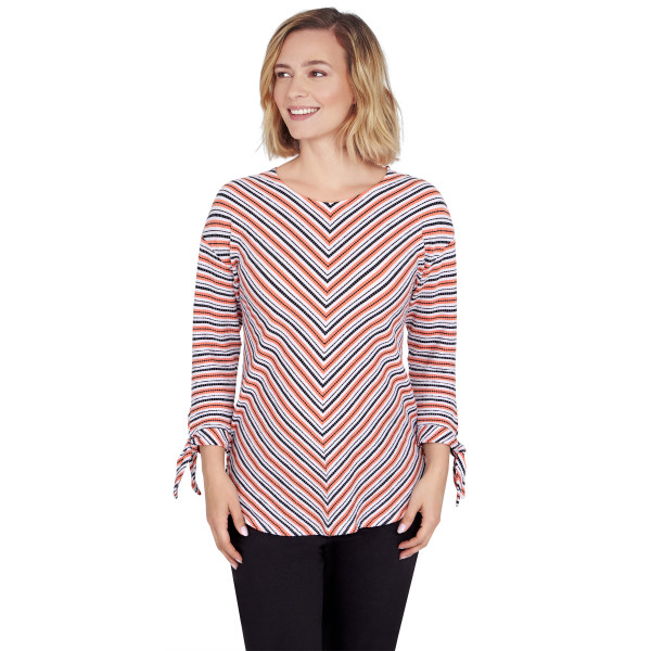 Women's Knit Waffle Stripe Top