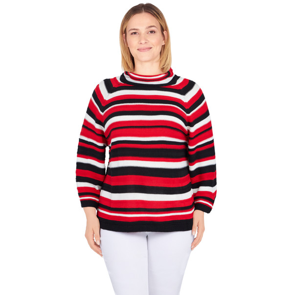 Petite Women's Cowl Neck Stripe Sweater
