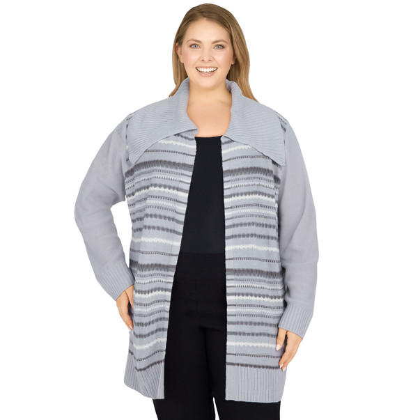 Plus Women's Multi Stripe Cardigan