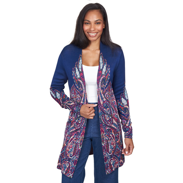 Petite Women's Kaleidoscope Open Front Cardigan