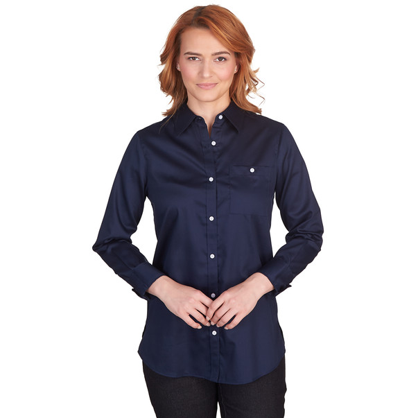 Petite Women's Wrinkle Resistant Solid Button Front Blouse