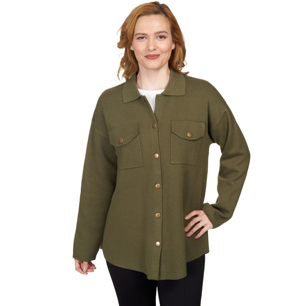 Women's Solid "Shacket" Sweater Jacket