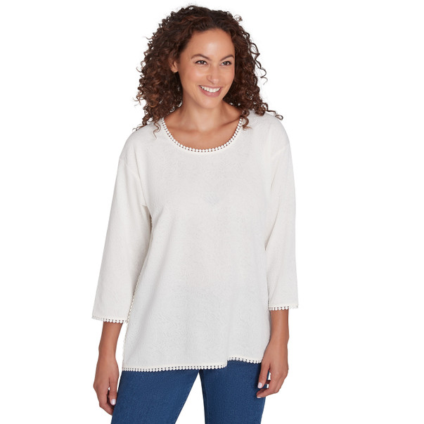 Women's Pompom Lace Embellished Top