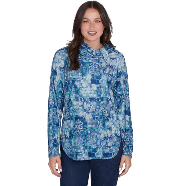 Women's Cowl Neck Mixed Floral Top