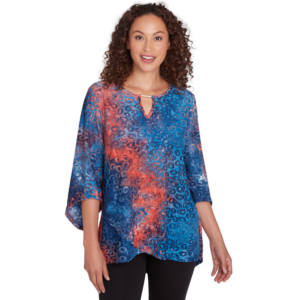 Women's Tie Dyed Indigo Spots Top