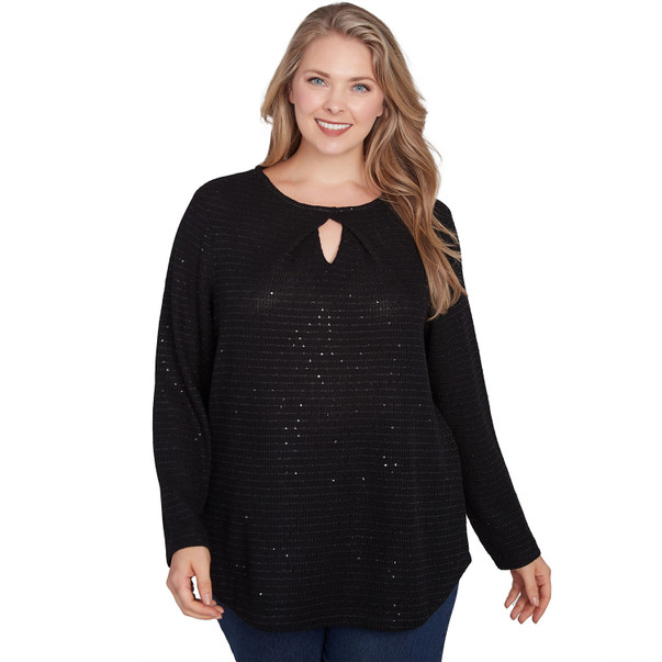 Plus Women's Diamond Detail Sequin Knit Top