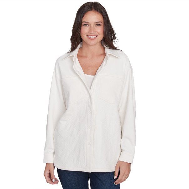 Women's Luxe Button Front Stretch Rib Knit Jacket