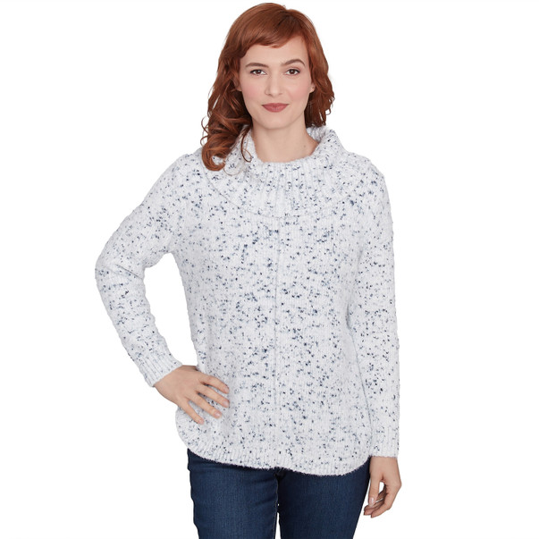 Petite Women's Speckled Chenille Eyelash Pullover Sweater