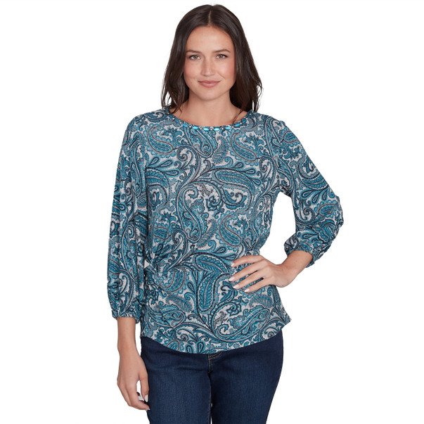 Plus Women's Paisley Hatchi Twist Front Top